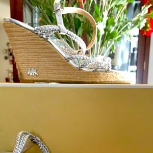 Silver and Tan Michael Kors wedge sandals